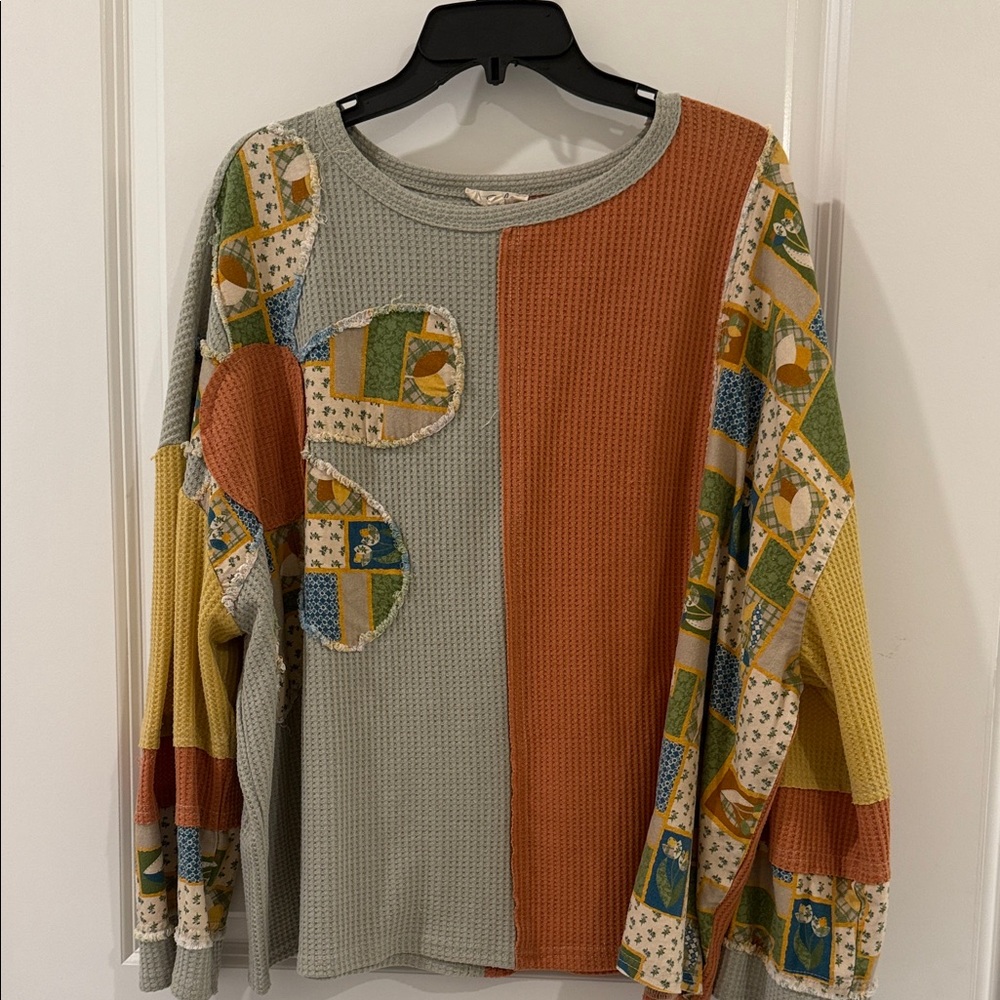 Easel Multicolor Patchwork Sweatshirt